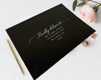 5x7 High Quality Envelopes Front only Olive Branch Black Envelopes White Ink Address Printing pack of x50 size 130x190