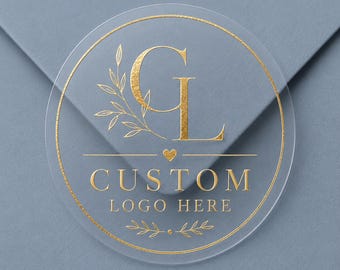 Logo Printing - Custom Image 2" Gold Real Foil Your Custom Text or Image Sticker - Business Logos - Custom Wedding Design - Clear Sticker