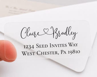 Guest or Return Wedding Addresses - Clear Labels with Black Ink Text