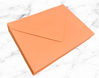 25 Coral A7 Envelopes, Pointed Euro Flap Envelopes, 5X7 Coral Invitation Envelopes, A1 4bar RSVP Envelopes