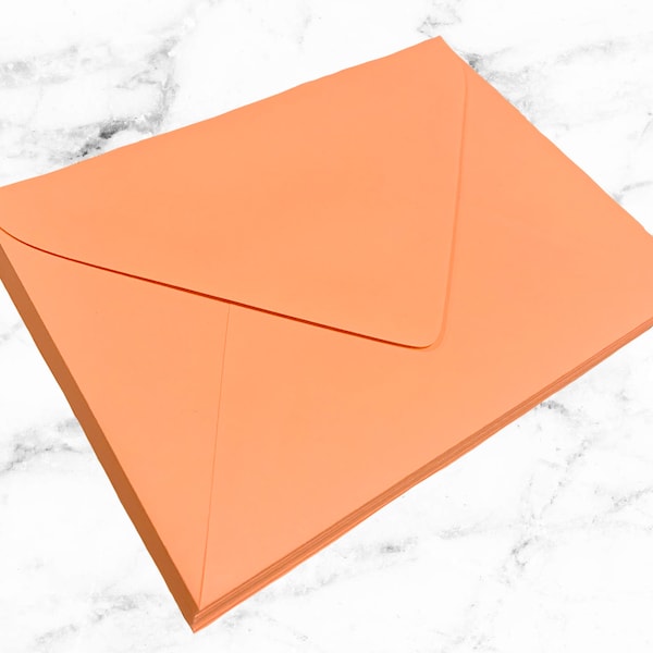 25 Coral 4Bar Envelopes, Pointed Euro Flap Envelopes,3.5x5 Coral Invitation Envelopes, A1 4bar RSVP Envelopes