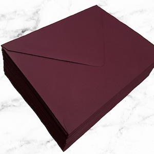 25 A7 or A1 Wine Burgundy Maroon Purple Wedding 5x7 Invitation Pointed Euro Flap Envelopes - 80# Premium Envelopes