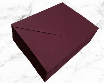 25 A7 or A1 Wine Burgundy Maroon Purple Wedding 5x7 Invitation Pointed Euro Flap Envelopes - 80# Premium Envelopes