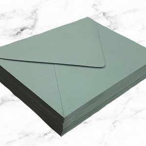 25 Eucalyptus Green Envelopes, 5x7 A7 Pointed Flap Envelopes, Green Wedding Envelopes, Greenery Wedding Invitation Envelope image 1