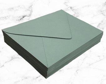 25 Eucalyptus Green Envelopes, 5x7 A7 Pointed Flap Envelopes, Green Wedding Envelopes, Greenery Wedding Invitation Envelope
