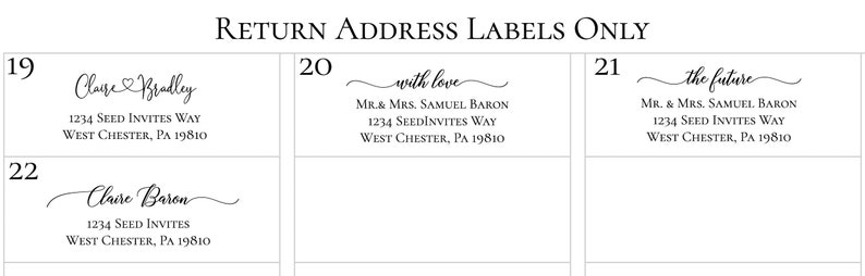 Guest or Return Address Labels, Clear Gold Foil Labels, Calligraphy Address Printing, Envelope Addressing, Printed Mailing Labels 2 5/8 x 1 image 4