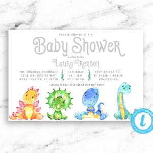 Dinosaur Baby Shower Baby Shower Invitation - Baby Boy Girl Dino Gender Neutral - Printable Editable Instant Download JPEG PDF