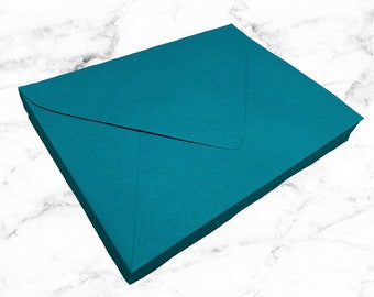 25 Teal A7 Envelopes, Peacock Envelopes, Pointed Euro Flap Envelopes, 5x7 Teal Peacock Wedding Invitation, A1 4bar RSVP Envelopes