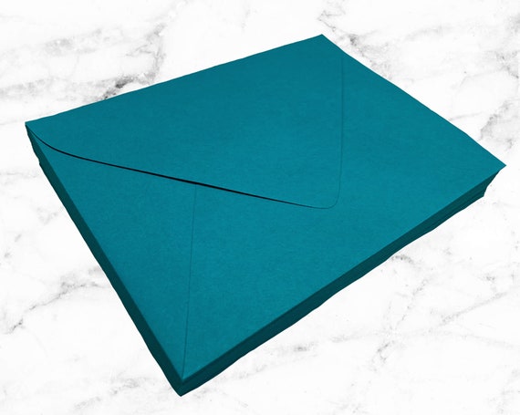 25 Teal A7 Envelopes, Peacock Envelopes, Pointed Euro Flap Envelopes, 5x7 Teal Peacock Wedding Invitation, A1 4bar RSVP Envelopes