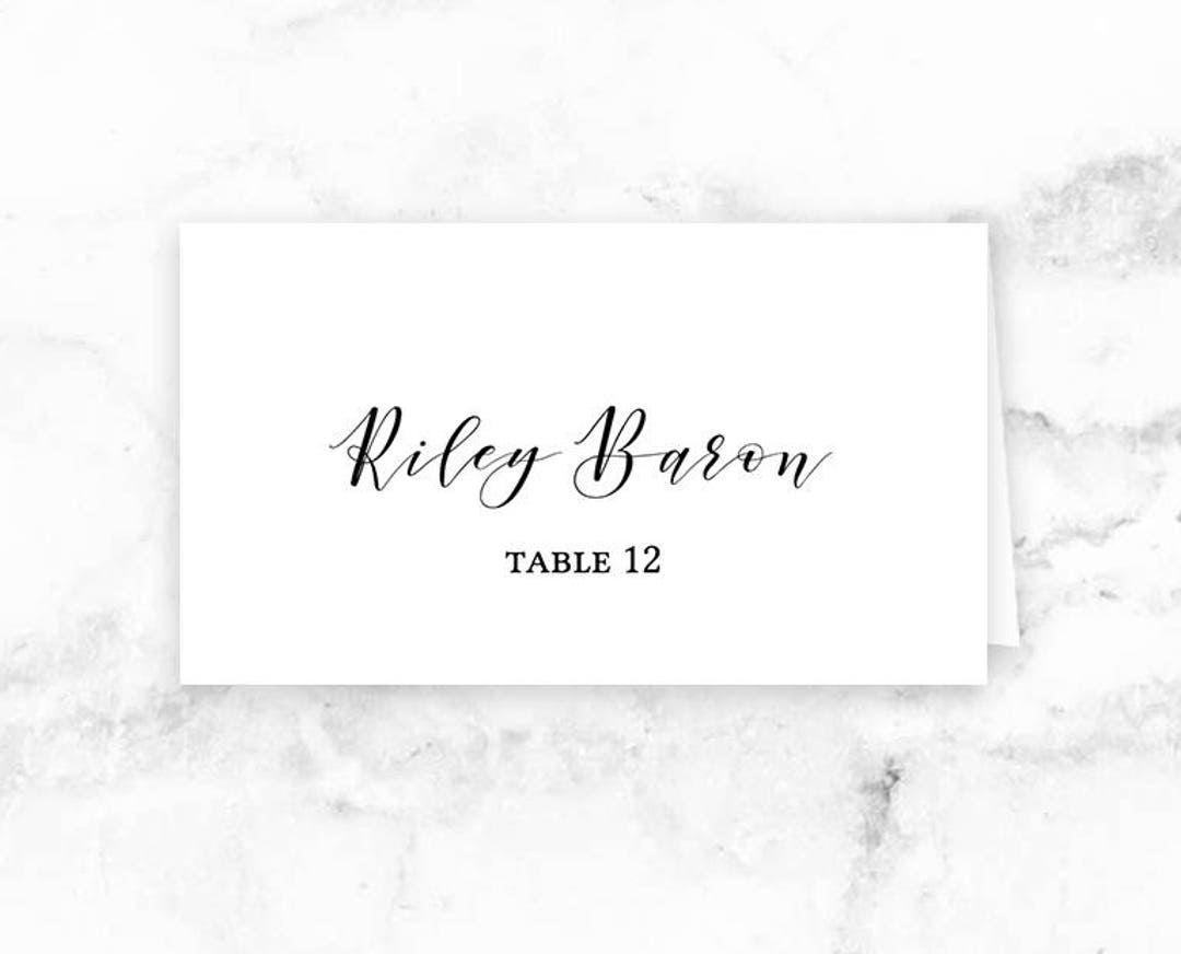 Wedding Printable Place Cards Seating Cards Modern Script Editable