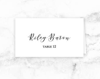 Wedding Printable Place Cards - Seating Cards - Modern Script - Editable Template - Printable DIY PDF JPEG File - 3.5x2