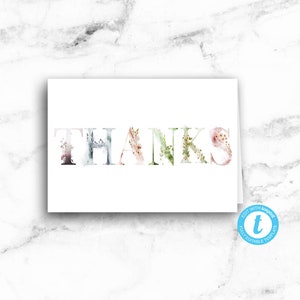 Baby Shower Invitation Thank You Card - Baby Boy Girl Watercolor Woodland - Printable Instant Download JPEG PDF