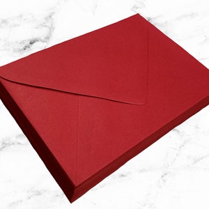 Red Envelopes - 5x7 or A1 (4Bar) RSVP Pointed Euro Flap Envelopes - #80 Premium Paper Source Envelopes - Red Wedding Invitation - Set of 25