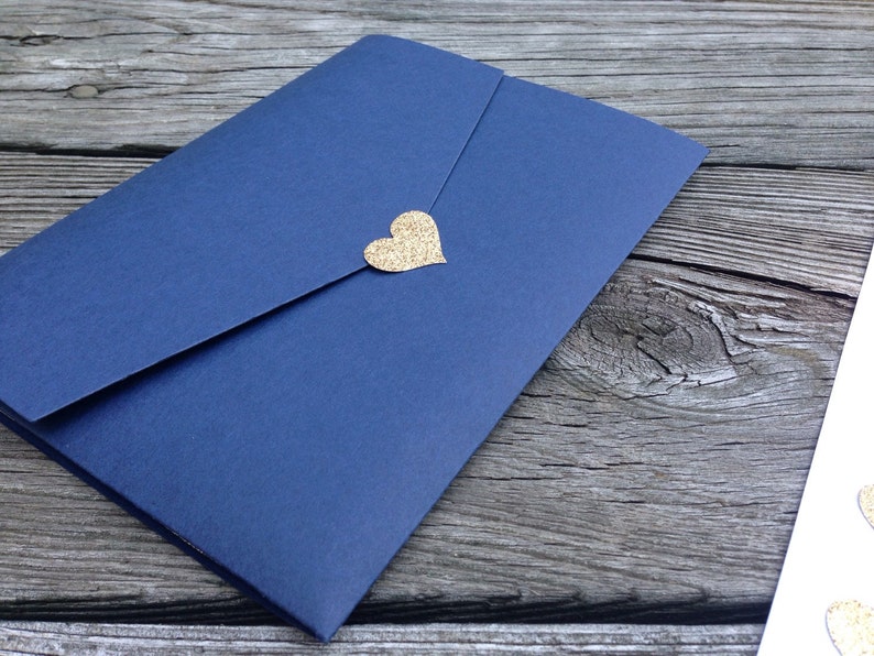 Glitter Envelope Seals Gold Stickers heart Wedding Etsy