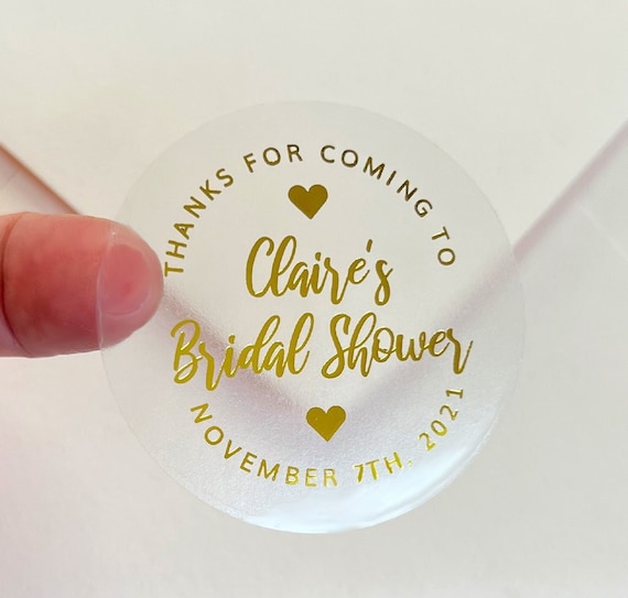 Personalized Gold Envelope Seals Clear Wedding Favor Stickers Bridal Shower  Stickers Metallic Foil Stickers