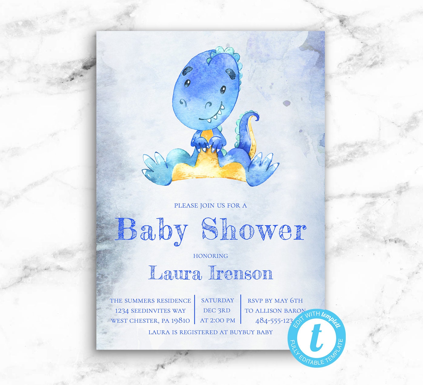 printable dinosaur baby shower invitations