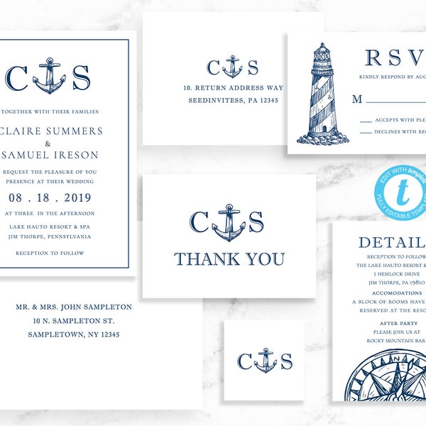 Anchor Wedding Invitations - Etsy