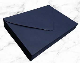 25 Navy Envelopes, A7 5x7 Pointed Flap Envelopes, Navy Wedding Envelopes, Invitation Envelopes