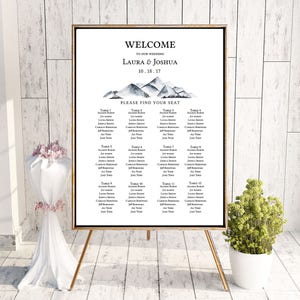 Sitzplan in den Bergen Poster, Sitzplan für die Hochzeit, Berghochzeit, druckbarer Sitzplan, bearbeitbarer Download