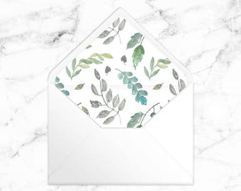 A7 Envelope Liner - Watercolor Branches - Printable Instant Download PDF