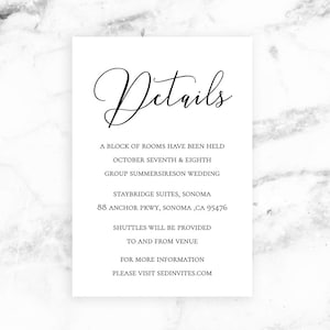 Cartão de detalhes para chá de panela de casamento - Cartão de inserção 3,5x5 - Cartão para impressão Digital Download instantâneo