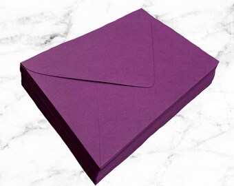 25 A7 Purple Envelope,Royal Purple, Beet Purple, Pointed Flap Euro Envelope, 5x7