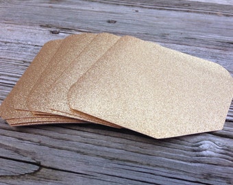 Gold Glitter Envelope Liners - Shedless Glitter - 5x7 A7 Envelopes - Glitter Wedding Invitation - DIY Glitter Lined Envelope