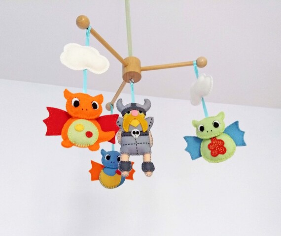 Viking Crib Mobile Baby Dragons Dragon Nursery Mobile Etsy
