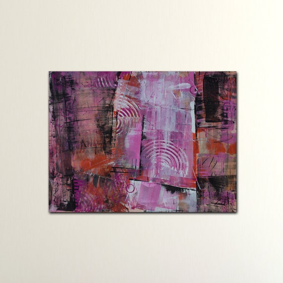Title: Pink Attitude, abstract acrylic painting