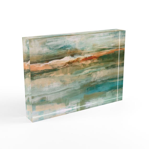 Abstract Coastal Watercolor Photo Block | Beach Sunset Artwork Block