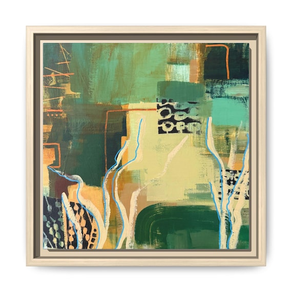 Abstract Green Botanical Matte Canvas Framed | Modern Wall Art