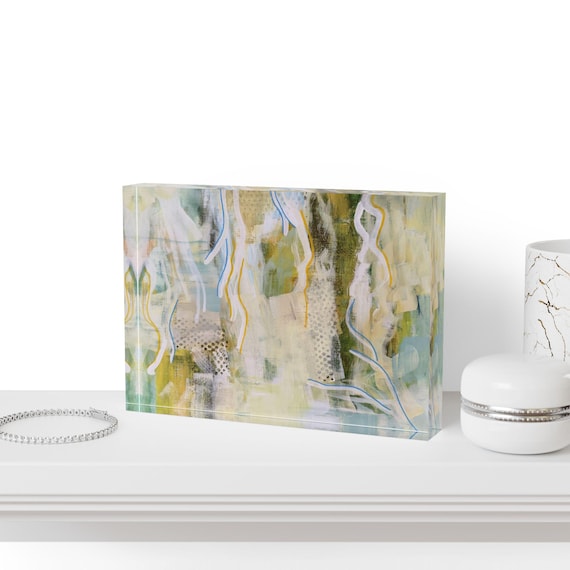Abstract Floral Photo Block | Mixed Media Wall Art