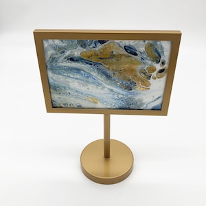 Title: Gold Flow, framed fluid acrylics