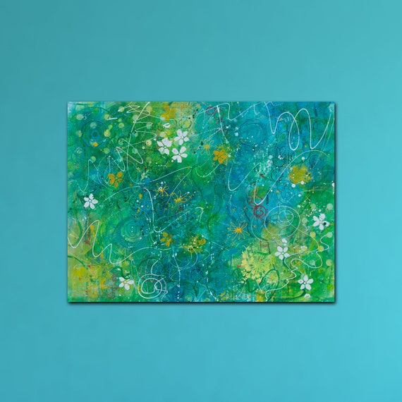 Title: Song of the Meadow, abstract acrylic painting