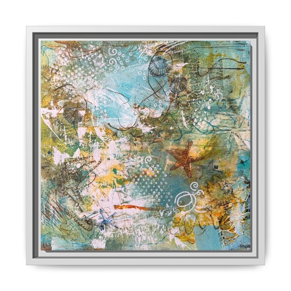 Abstract Coastal Mixed-Media Art Matte Canvas