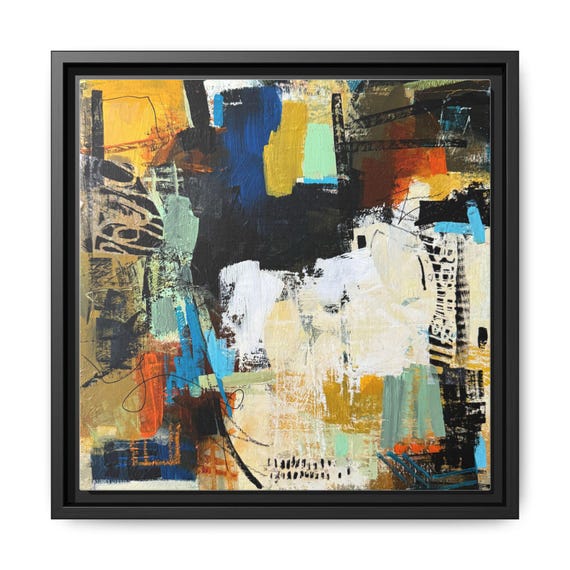 Abstract Colorful Geometric Painting Matte Canvas Framed | Modern Wall Art