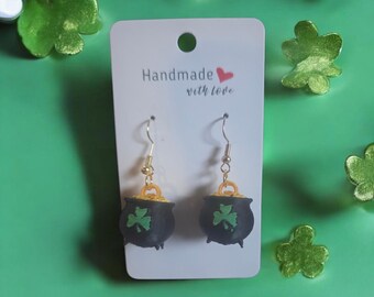 St. Patrick’s Day Pot of Gold Earrings – Handmade
