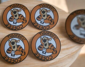 Tigger-Inspired Coffee Coasters – Set of 4 Fun Cartoon Drinkware