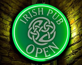 Irish Pub LED Light Box | Home Bar Decor, Man Cave Sign, St. Patrick's Day