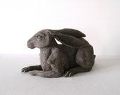 Black earthstone Hare Sculpture