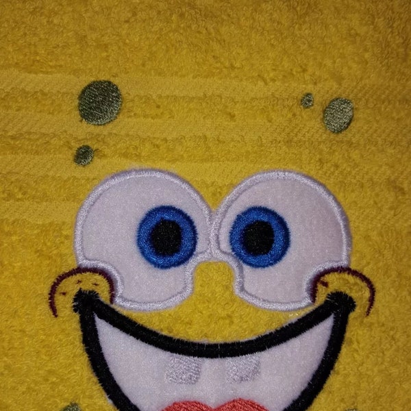 Sponge Bob Squarepants Appliqued Hooded Towel Terry For Baby Toddler Children's Bath Pool Beach Fun Playtime Perfect for Gifting