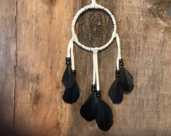 Dream Catcher ,Small White and Black Dream Catcher, Ready to Ship,  Handmade in Canada