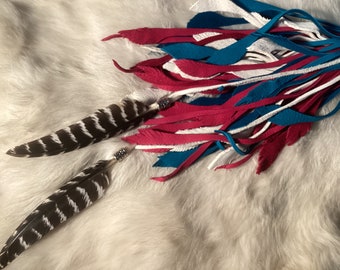 Leather Feathers Purse Accessories,Soft Deerhide Leather Purse Tassel with Beads and Leather Feathers, Ready to Ship, Made in Canada