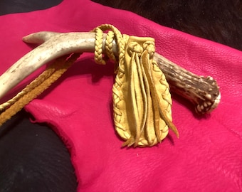 Small Leather Medicine Bag, Handmade Deerskin Pouch, Crystal Pouch,Made in Canada