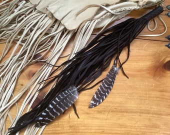 Long Fringe Purse Accessory, Dark Espresso  Cowhide Leather Tassel, Large Purse Tassel, Boho Leather Fringe, Ready to Ship, Made in Canada