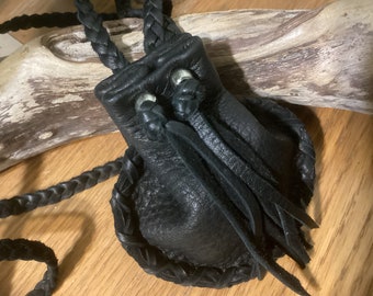 Large Medicine Bag, Handmade Black Deerskin Neck Pouch on Braid Strap, Soft  Leather Medicine Pouch, Deer Hide Pouch, Canadian Made