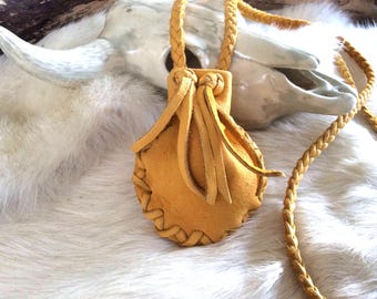 Gold Deer Hide Medicine, Soft Leather Pouch Canadian Made