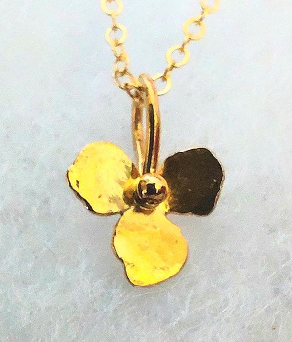 24K Gold Tiny Blossom Pendant.