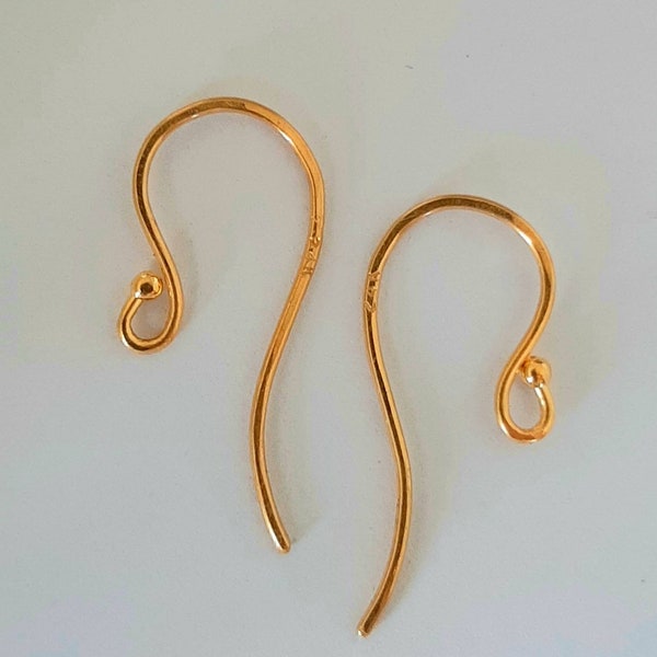 24K Solid Gold Artisan Earring Wires (Or 18K Gold) For Healing Sensitive Ears
