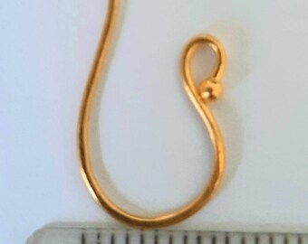 24K Solid Gold Artisan Earring Wires or 18K Gold for Healing Sensitive Ears  